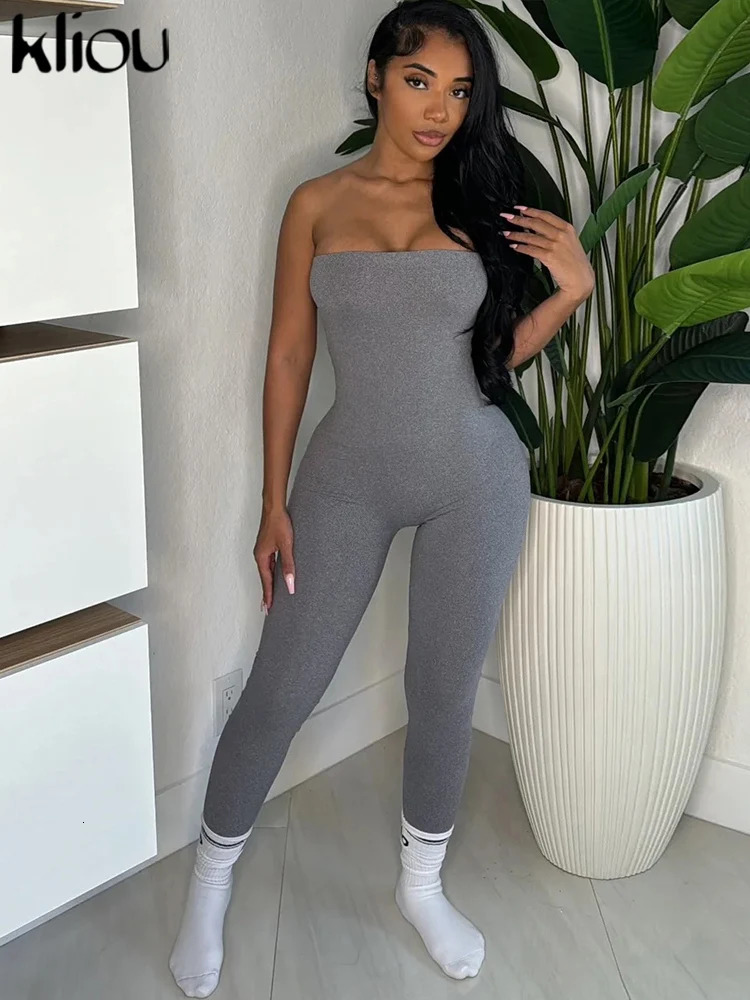 Nail Solid Strapless Women Jumpsuits Concise Daily Stretch Sleeveless Skinny Active Overalls Female Classic Sporty One Piece 250224