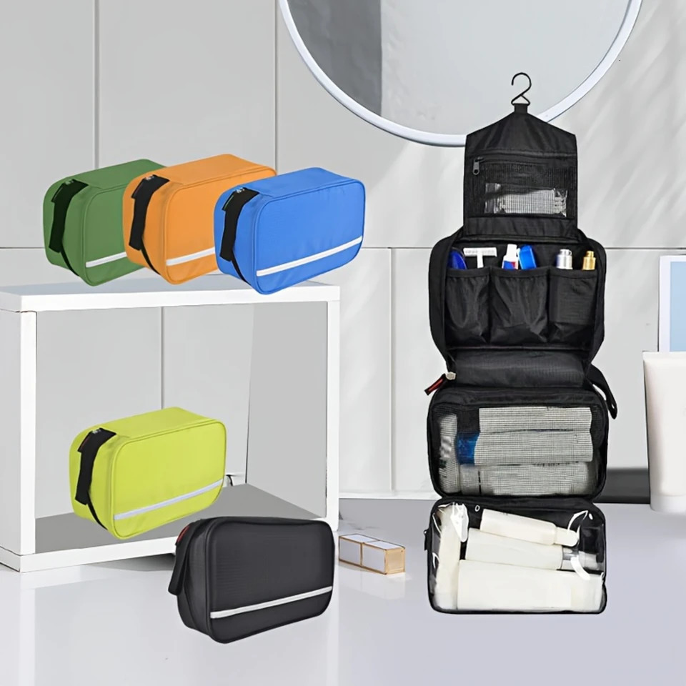 Ship from US Travel Toiletry Bag With Hook Cosmetic Makeup Case Business Toiletries For Men Shaving Kit Hanging Pouch 250227FBB