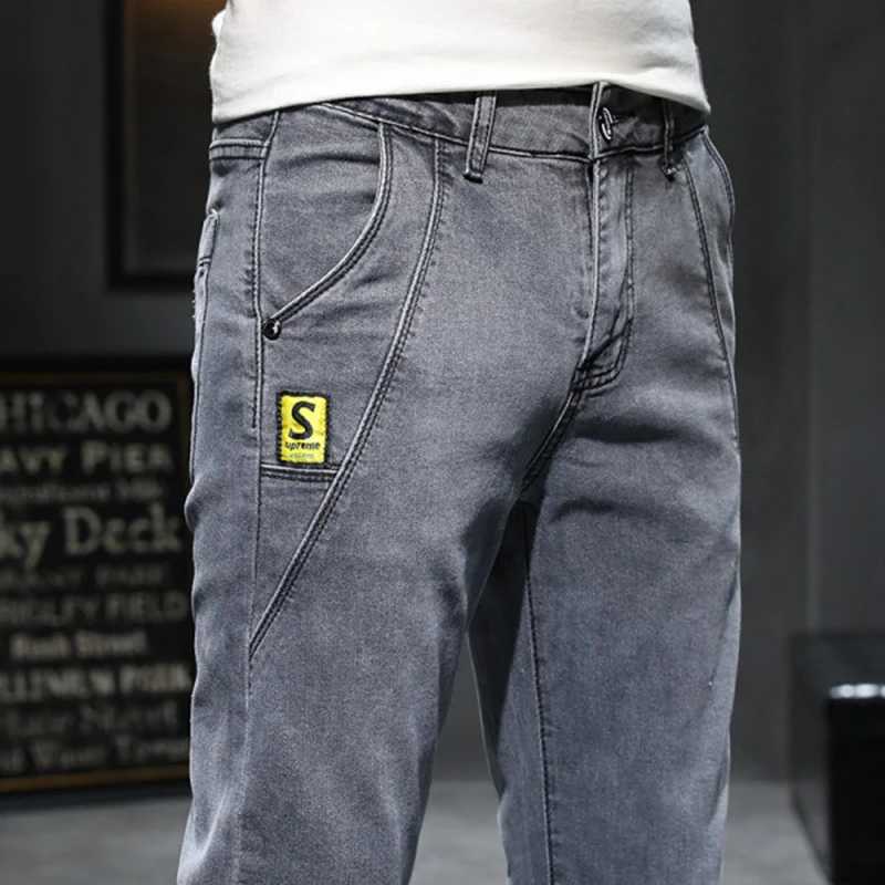Mens cut denim pants black gray new pants casual brand ultra-thin suitable for small feet fashionable daily airdrop mens Trouser X250227