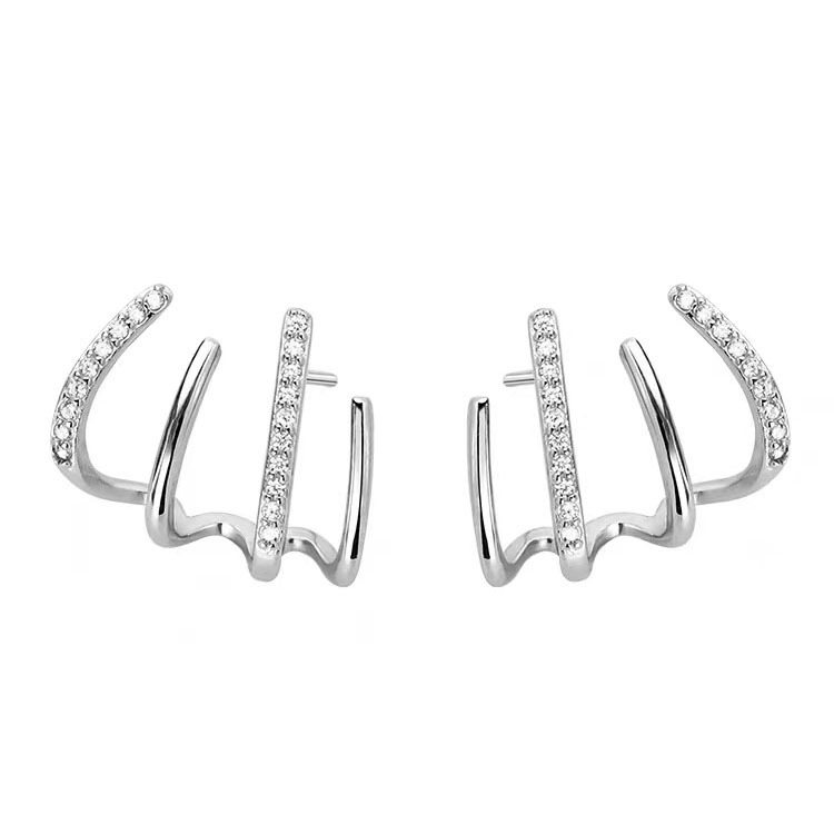 Elegant 4 Claw Austrian Crystal Stud Earrings for Women European Popular 18K Real Gold Silver Plated Diamond Earring Luxury Earrings Gift Wedding Acce