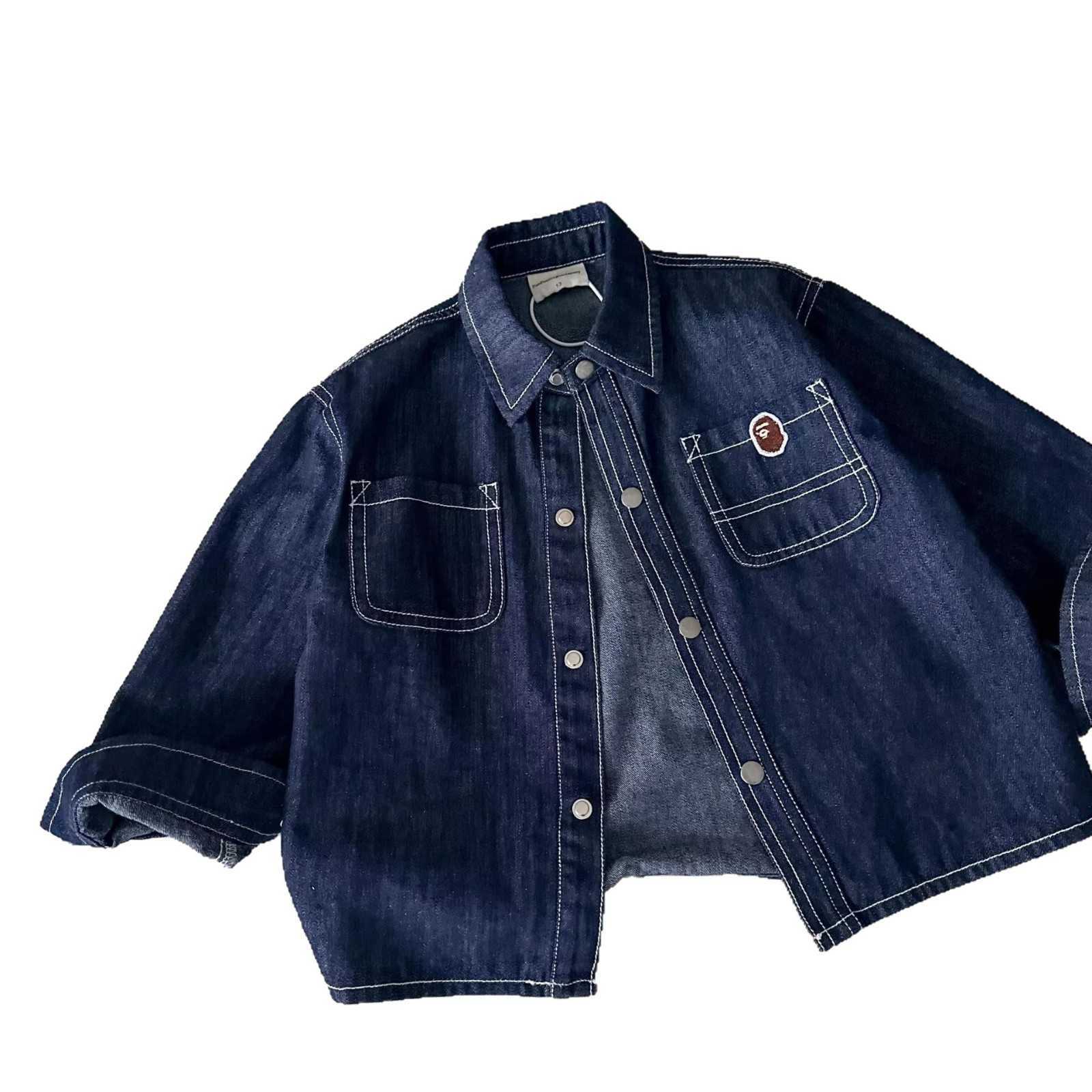 Jackets Denim Shirt 2025 Spring and Autumn New Style for Boys and Girls Trendy Brand Jacket Bright Thread Baby Solid Color Shirt Womens EleganceY25022