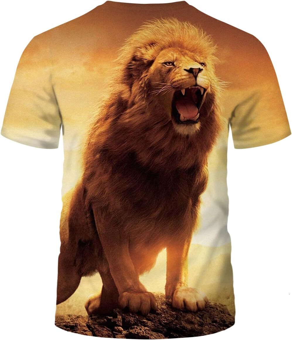 Mens T shirt Mens Animal Lion 3D Printed T-Shirt Casual Short Sleeve Tee Shirt tee Casual tops summer clothes cool Lion pattern