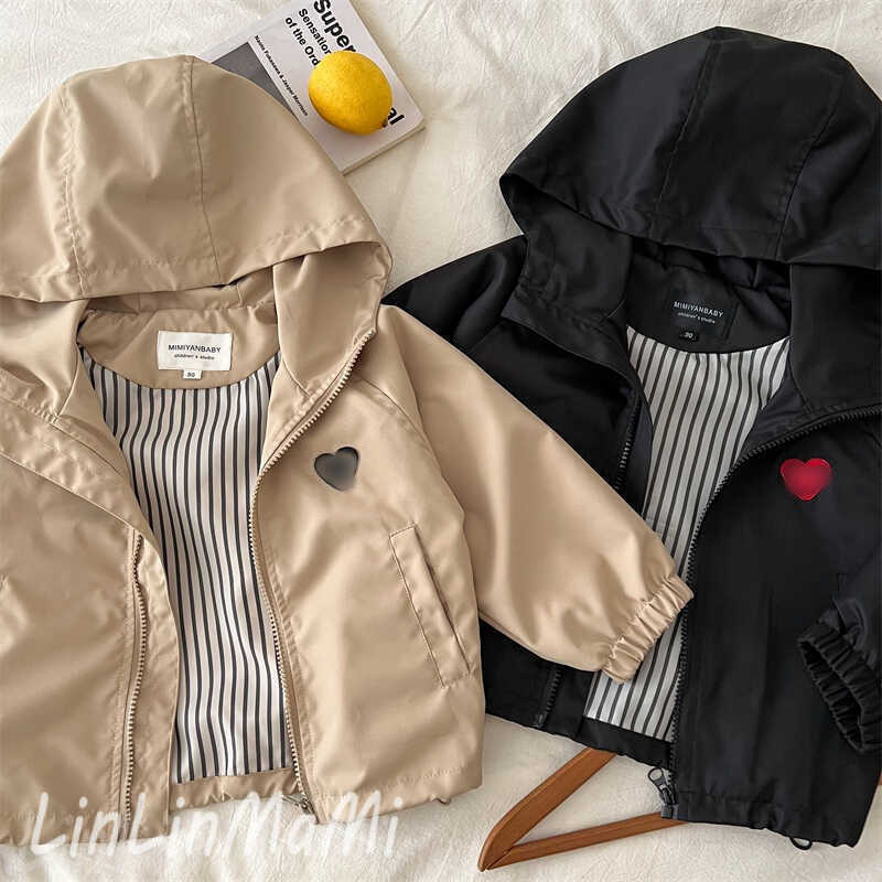 Jackets Childrens Zipper Jacket 2025 Autumn Edition Mens and Womens Hooded Zipper Stormtrooper Clothes Baby Trendy Brand Love Jacket WindbreakerY25022