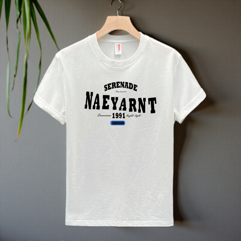 2025 Versatile Fashion New Short Sleeved T-shirt Men's Trendy Brand Hip Hop Style Round Neck Bottom Top Summer