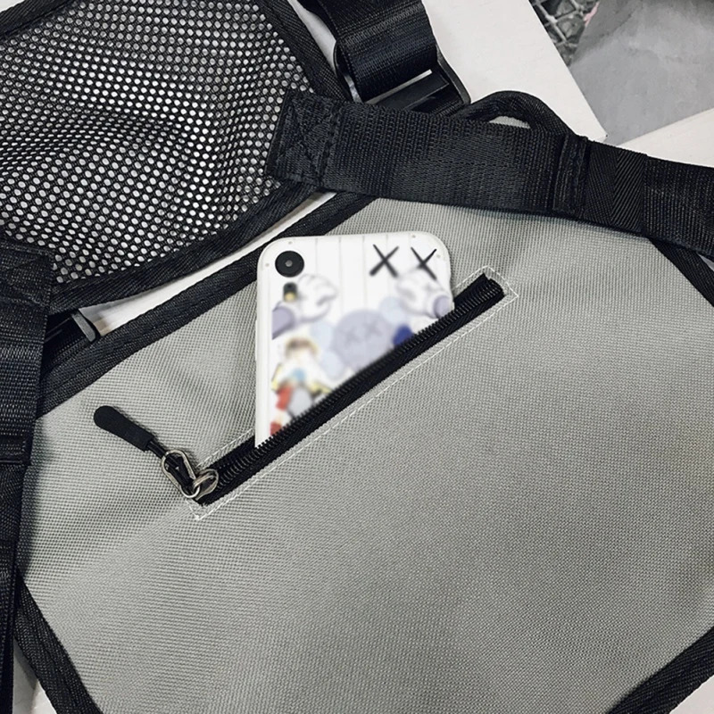 Ship from US 1Pc Men Women Chest Rig Bag Reflective Vest Functional Harness Front Waist Pouch Backpack Hip Hop Adjustable 250227FBB