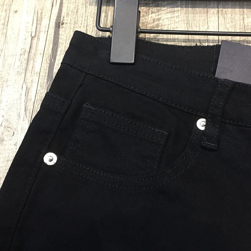 Summer Fashion Denim Shorts Mens Slim Straight American Street Trend Casual AllMatch Cropped Pants 250226