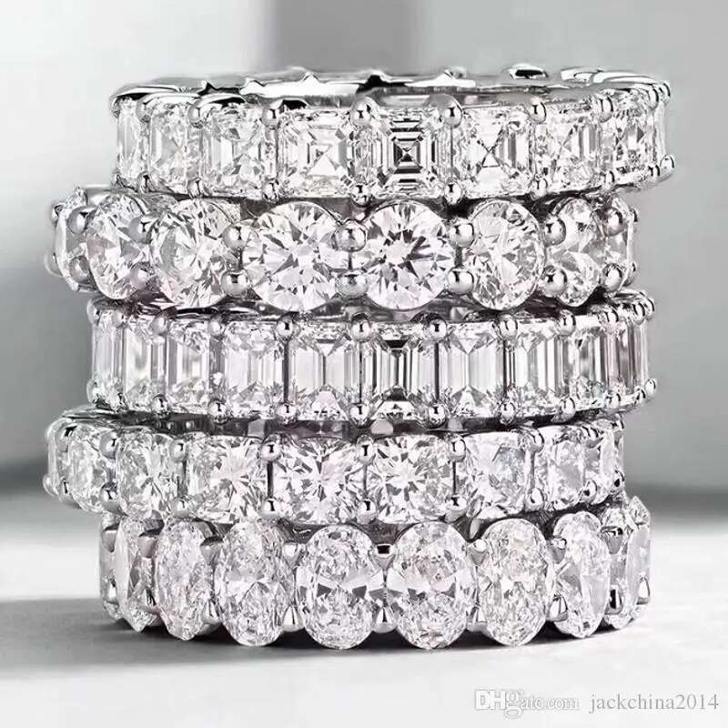 Fine Engagement Eternity Promise Ring AAAAA Zircon Sterg Sier Statement Wedding Band Rings for women men Jewelry Gift