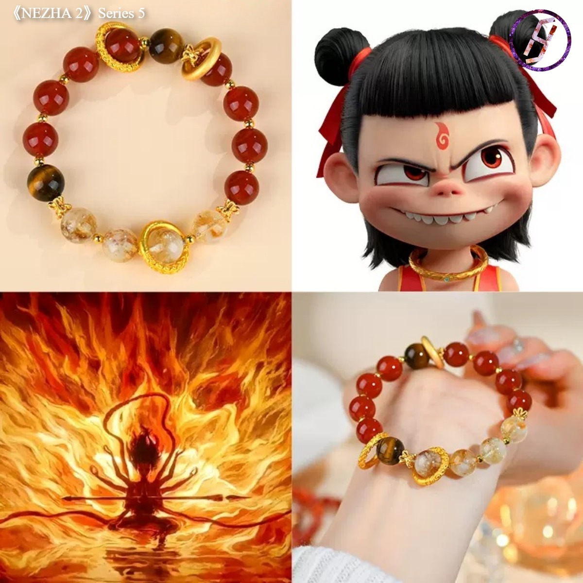 2025 New Network Hit "Nezha 2" Series A Variety of Original Bracelets Natural Crystal Citrine Carnelian Tiger Eyes Fortune Crystal Women