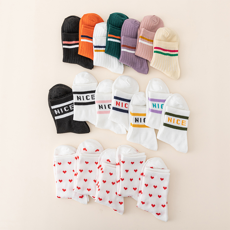 Assorted 14-Pair Mid-Calf Hipster Socks for Stylish Leg Coverage