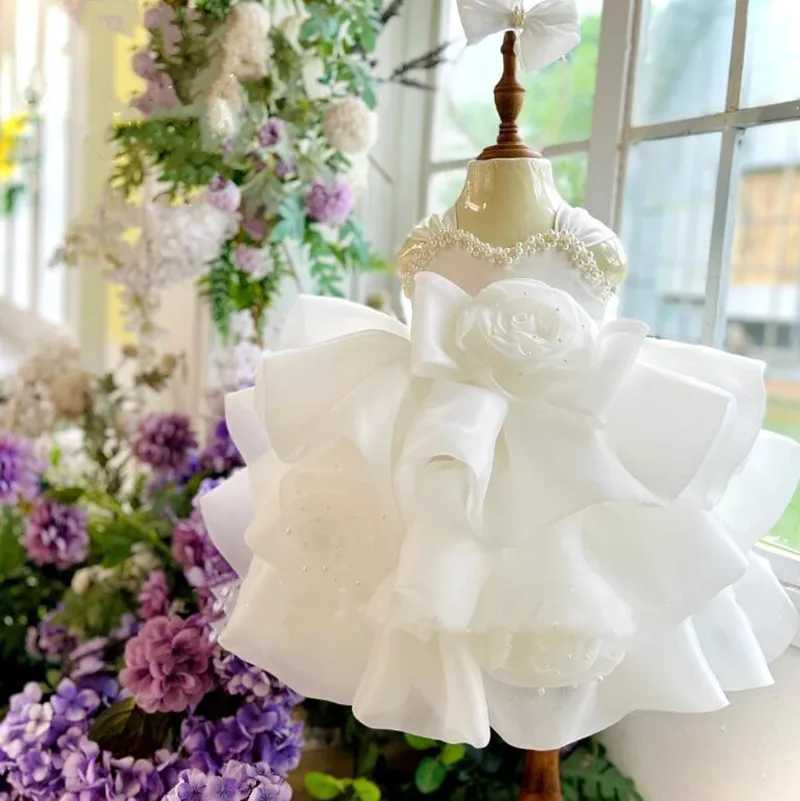 Girl's Dresses High end banquet girls birthday party dress formal first-year Christmas costume floral boys wedding fluffy princess dress Y250227Z