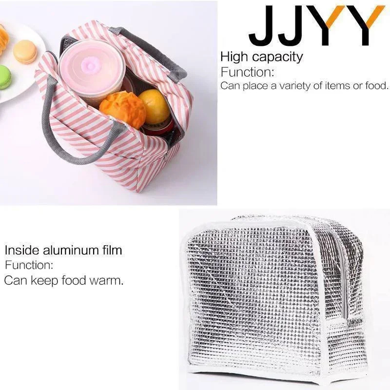Ship from US Functional Pattern Cooler Lunch Box Portable Insulated Canvas Bag Thermal Food Picnic Bags For Women Kids 250227FBB