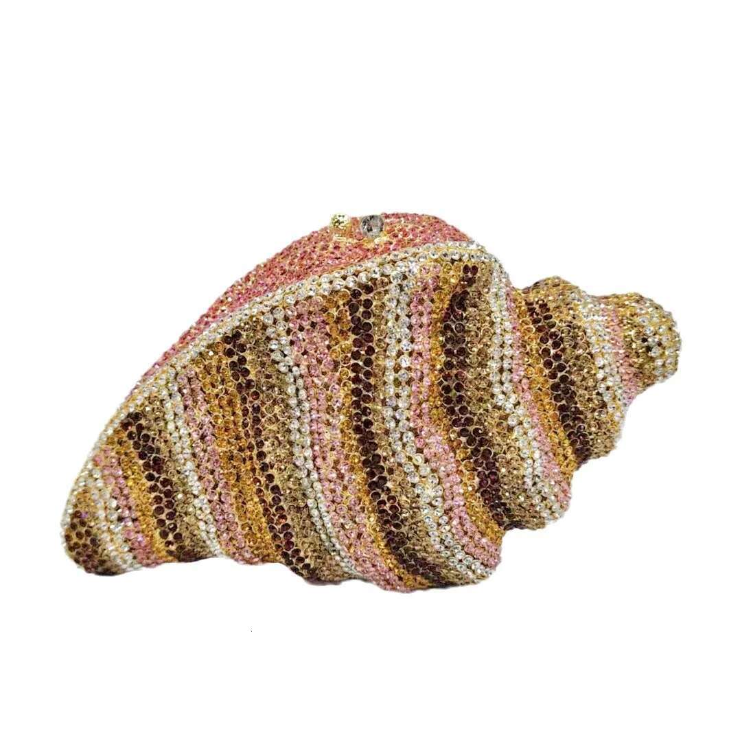 Women 2024 New Conch Stones Clutch Purse Lady Evening Bag Crystal Wedding Phone Purses and Handbags Bridal Party Minaudiere Bags