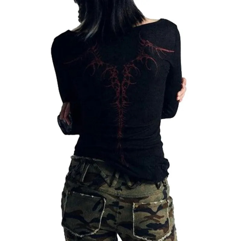 Women Long Sleeve TShirts Spring Autumn Clothes y2k Fashion Round Neck Slim Casual Tops Womens Clothing Streetwear 250226