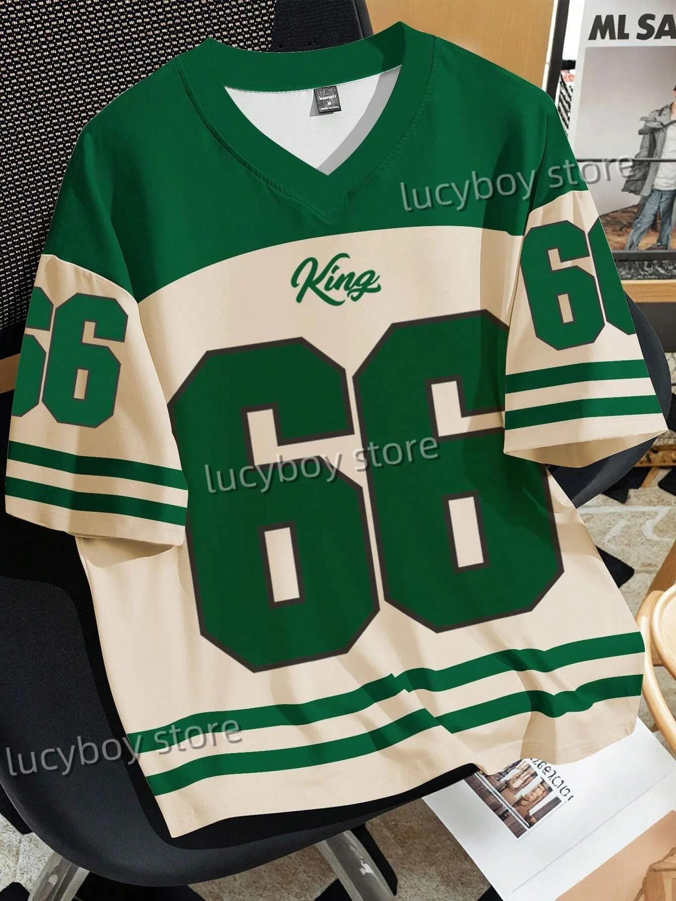 Mens 3D Numbers Printed Short Sleeve T Shirt Man V Neck Sportwear Brooklyn Racing Football Tee Vintage Casual Tops Men Clothes 250226