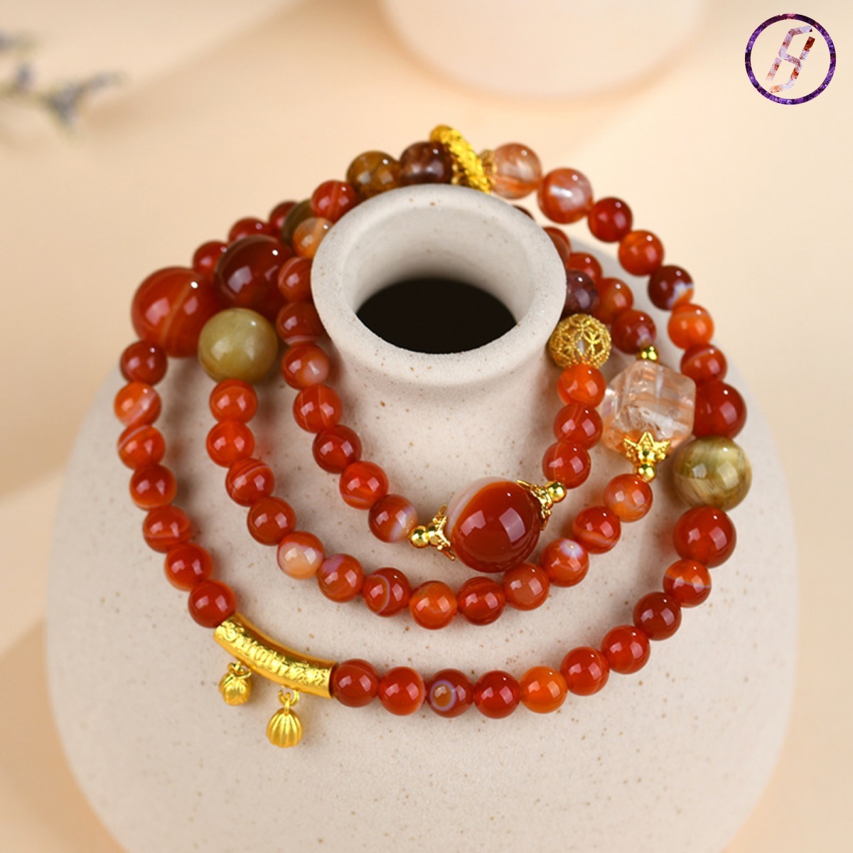 2025 New Network Hit Nezha Series A Variety of Original Bracelets Natural Crystal Carnelian Red Phantom Quartz Womens Bracelet Customization