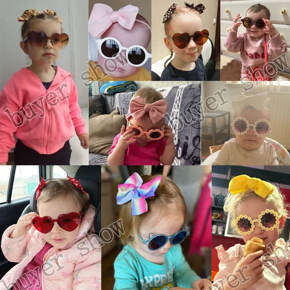 3Pcs/set Kids Cute Solid Dot Hairpin Colorful Heart Sun Glasses Set Girls Boutique Bowknot Hair Clips Children Hair Accessories 250227