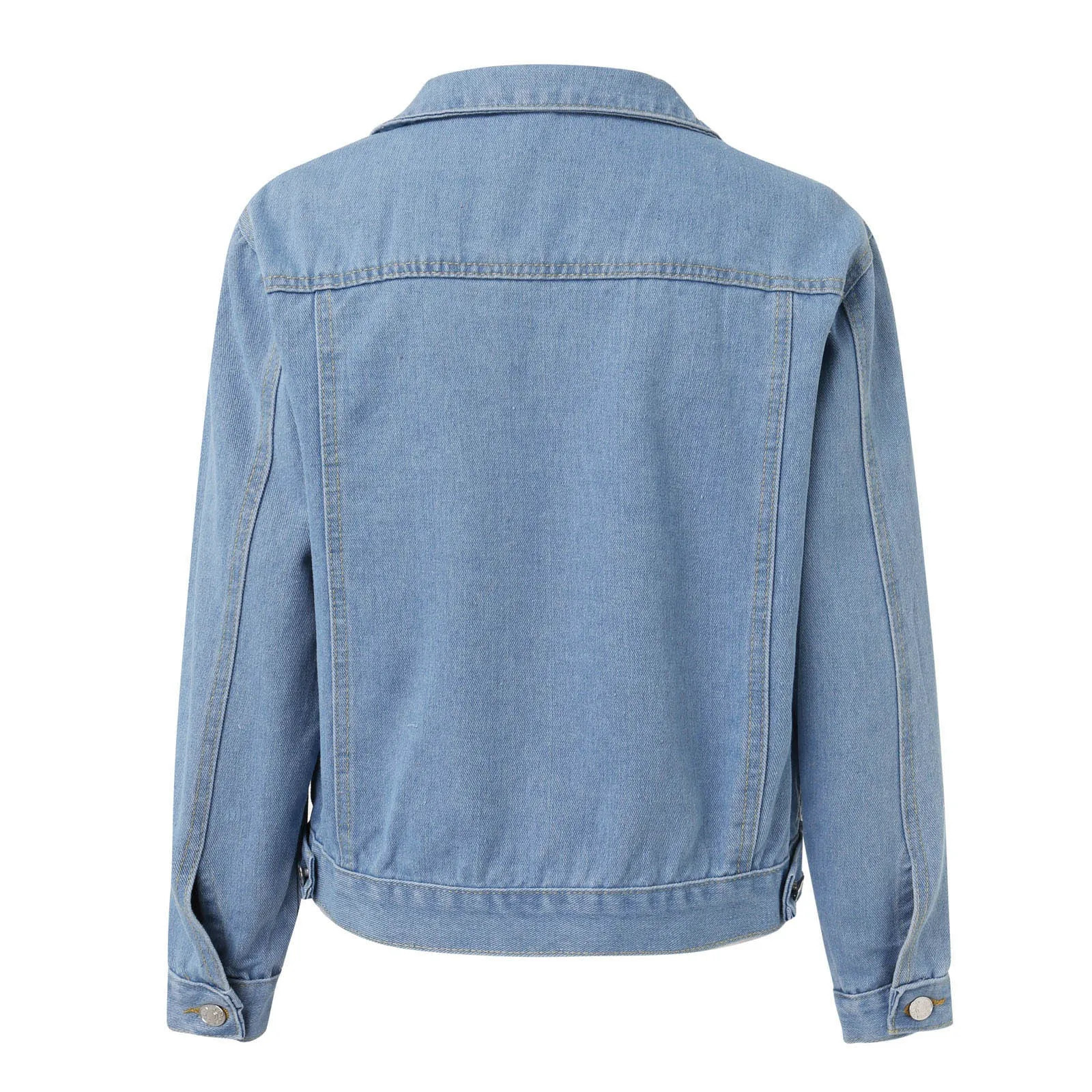 Womens Short Lapel Denim Jacket Women Loose Long Sleeve Student Tops Autumn Slim Fit Coat for Outerwear 250227