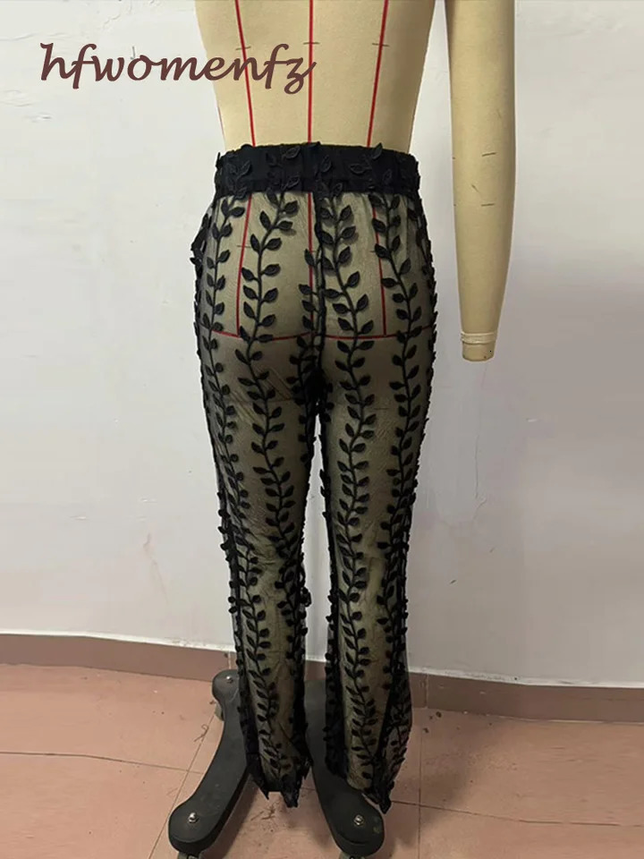 Sexy Blazer Pants Sets Women Single-breasted Blazer Cut Waist Coats Pearls Mesh Sheer Trousers Suits Y2K Clothes Matching Sets 250226