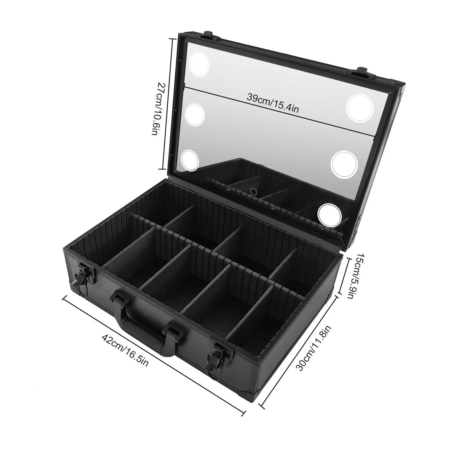 Ship from US Makeup Bag with LED Mirror Portable Travel Cosmetic Organizer Train MakeUp Case 250227FBB