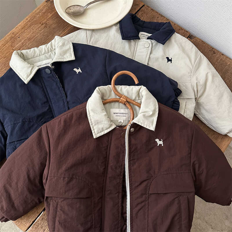 Jackets Childrens cotton clothing 2025 autumn and winter collection trendy brand outerwear for boys and girls cartoon puppy baseball jacket for boys a