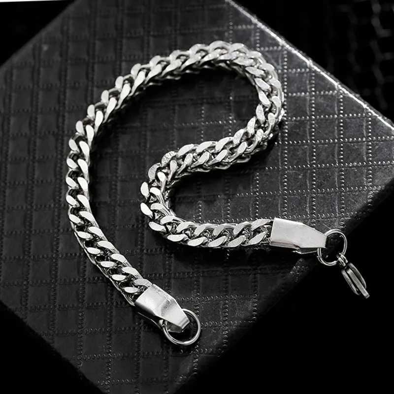 5MM stainless steel quarter chain suitable for mens womens Cuban bracelets boys chain bracelets metal watch jewelry length 19cm/21cm W250227