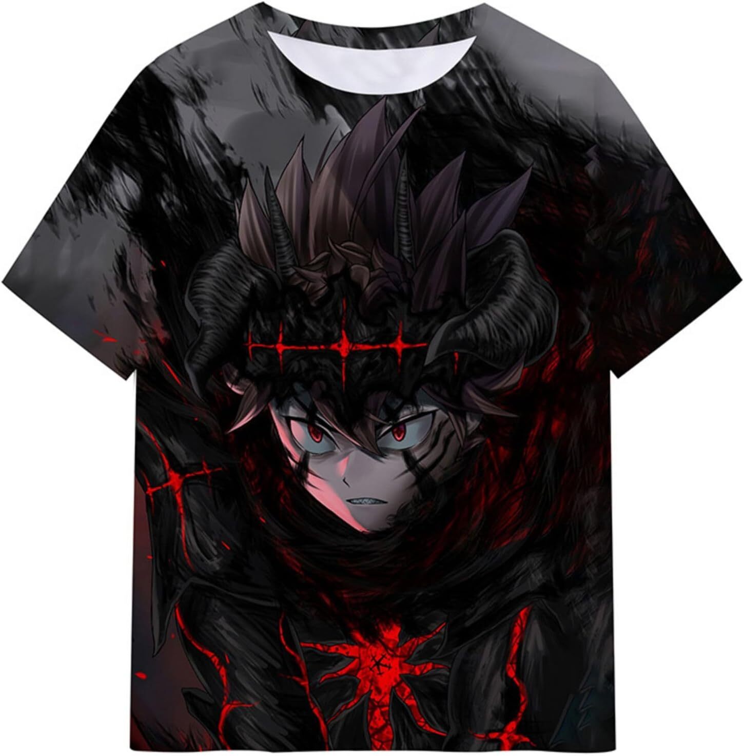 Mens T shirt Men's T-Shirt 3D Printed Anime Unisex T-Shirt, Black Clover Summer Street Fashion Short Sleeves tee Casual tops summer clothes