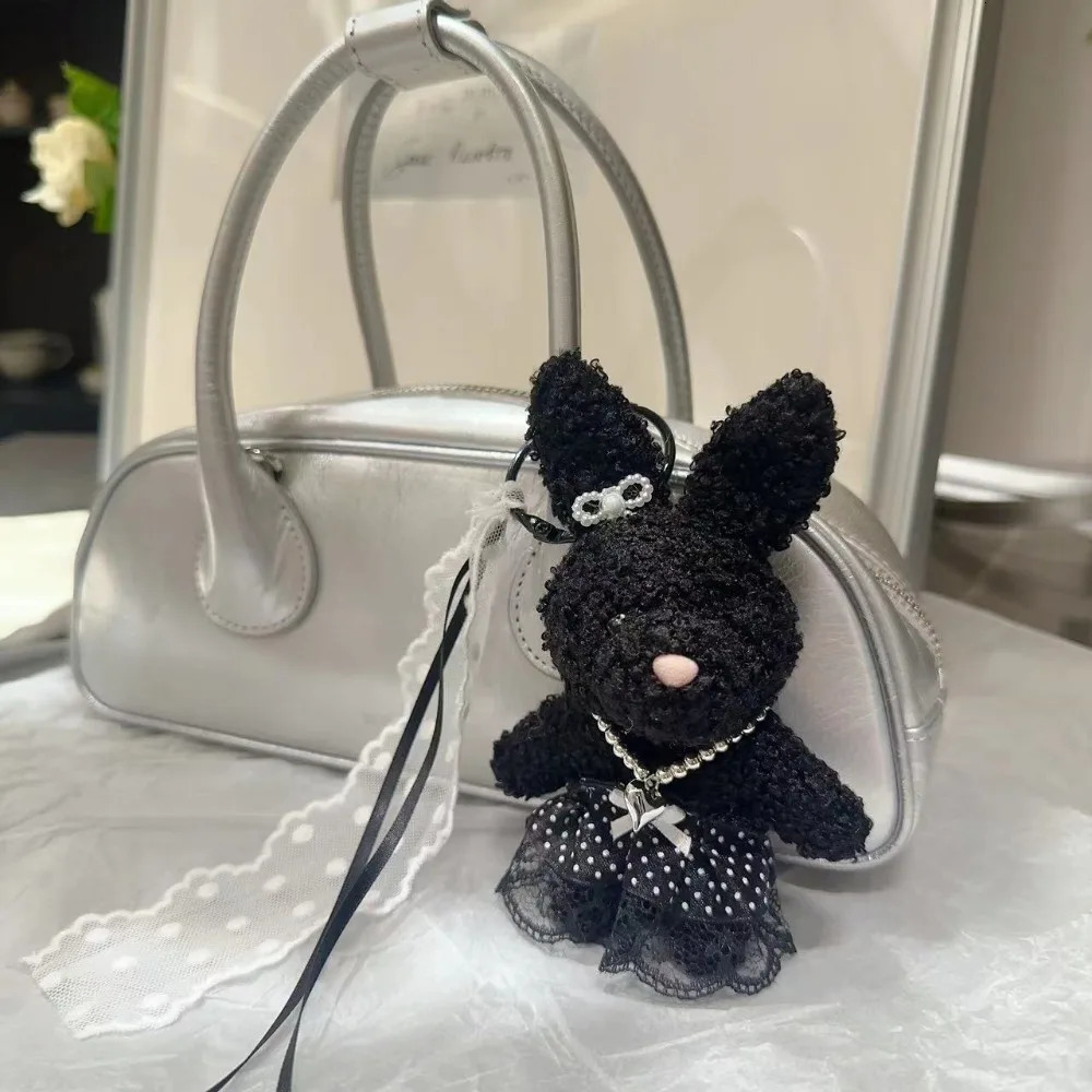 Car Key PP Cotton Lace Skirt Bear Keychain Bow Pearl Y2K Doll Bag Charm Silk Korean Style Animal Key Buckle girls 250227