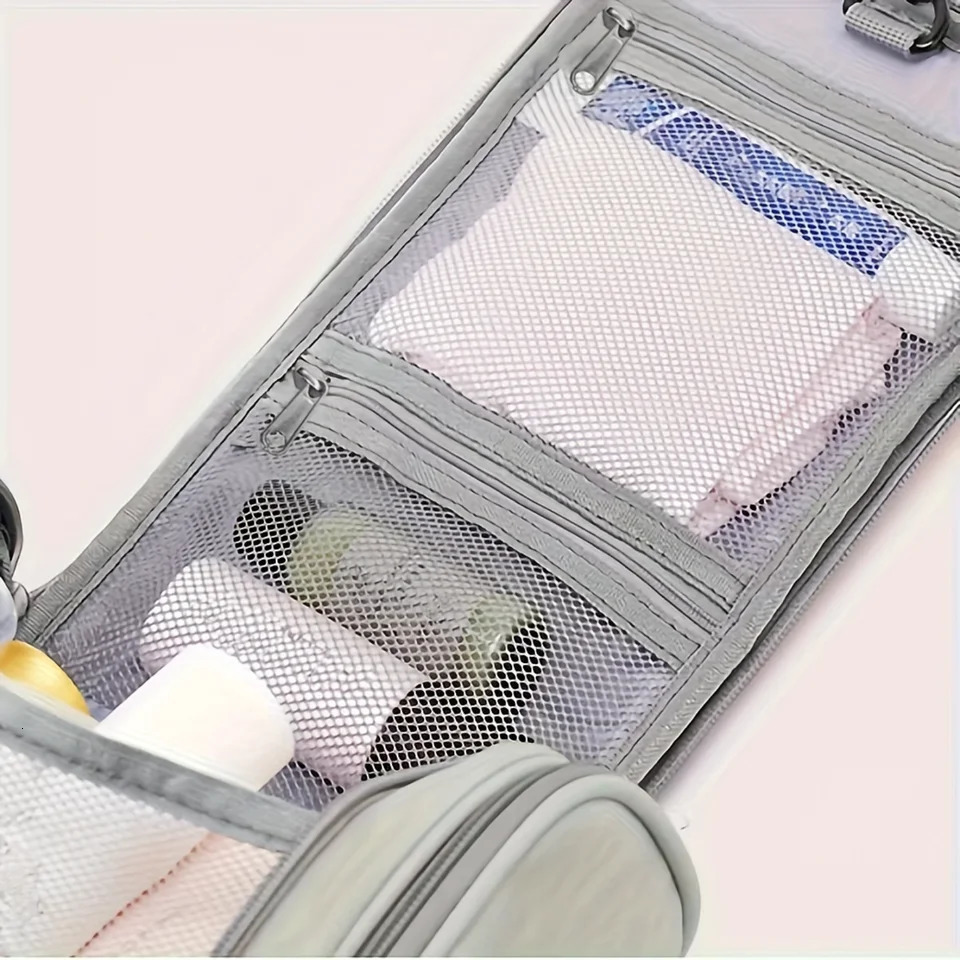 Ship from US 1pc Premium Durable Hanging Toiletry Bag Waterproof PU Leather Foldable WetDry Separated Stylish Travel Cosmetic Organiz 250227FBB