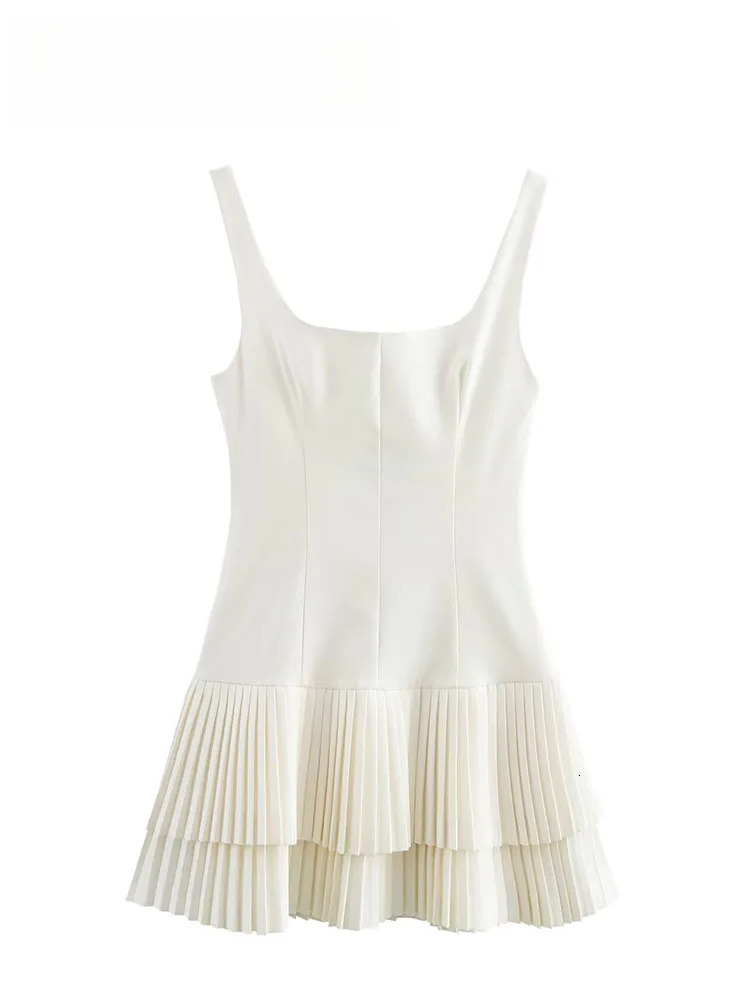 Woman Chic High Street Slim Short SEXY DRESSES FOR WOMEN Women Summer Square Collar Sleeveless Solid White Mini Dress