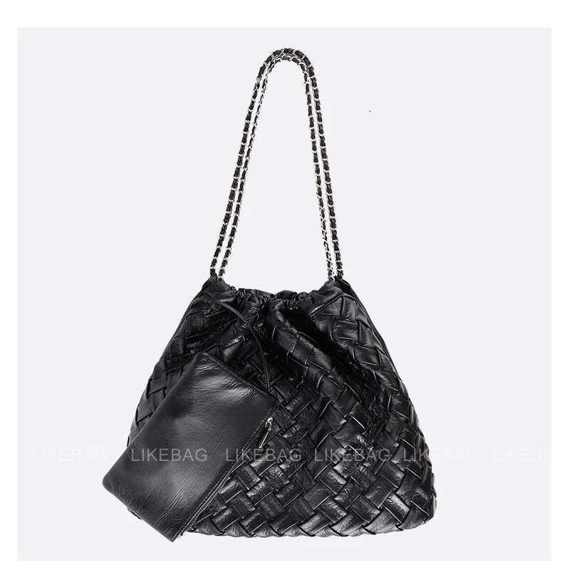 Women's Bags ZR DIARY Woven Tote Large Capacity Women Fashion Chain Shoulder Bags Ruched Crossbody Bag