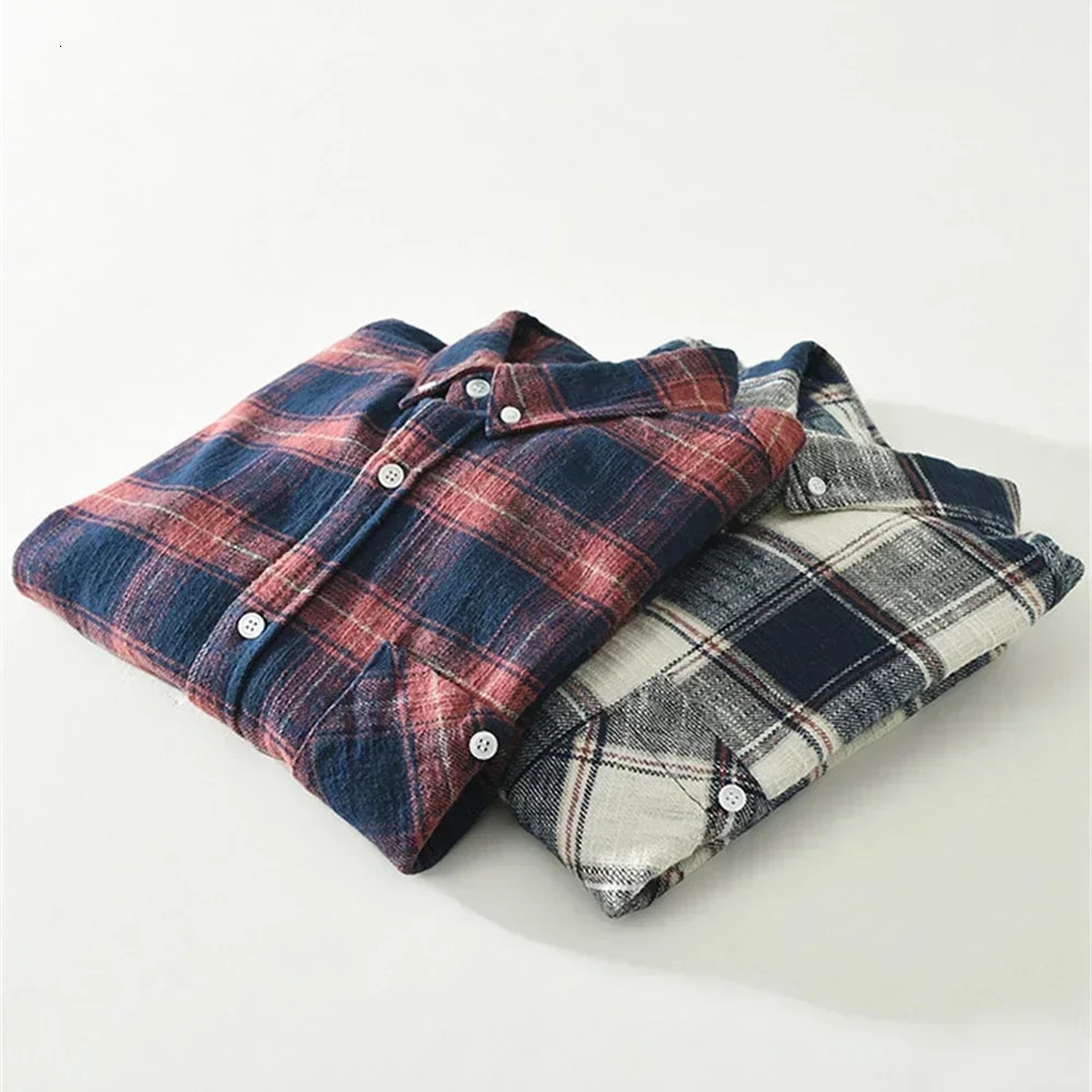 Autumn mens check shirt cotton long sleeve clothing fashion soft casual shirts for men loose plaid Young tops 250226
