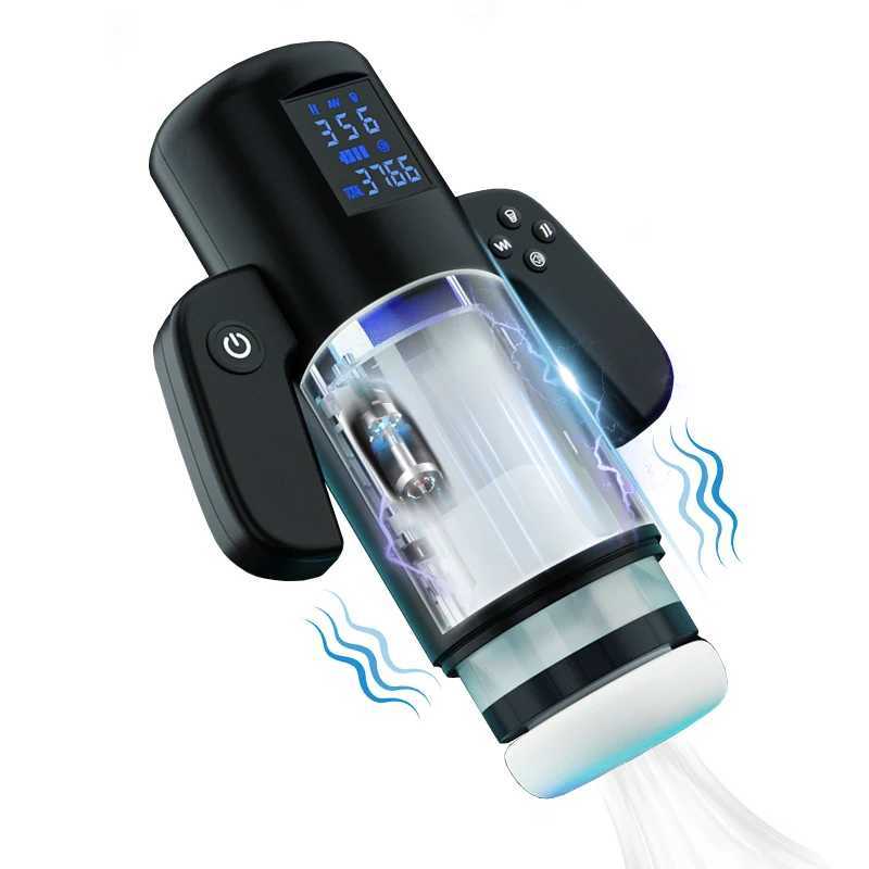 Automatic Telescopic Male Masturbator Handle Control Heated Masturbation Cup with 4 Sucking 4 Thrusting 9 Vibrating Sex ToysXJ250227