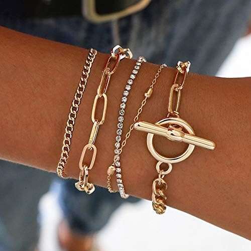 Bracelets Dainty Boho Stackable Bracelet Set Gold Chunky Layered k Bangle for Women