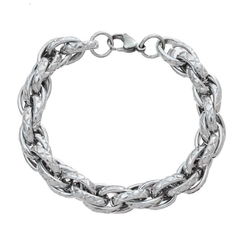 Hip Hop Trendy 11MM Wide Boys Titanium Steel Personalized Fashion Versatile Simple X-Pattern Bracelet