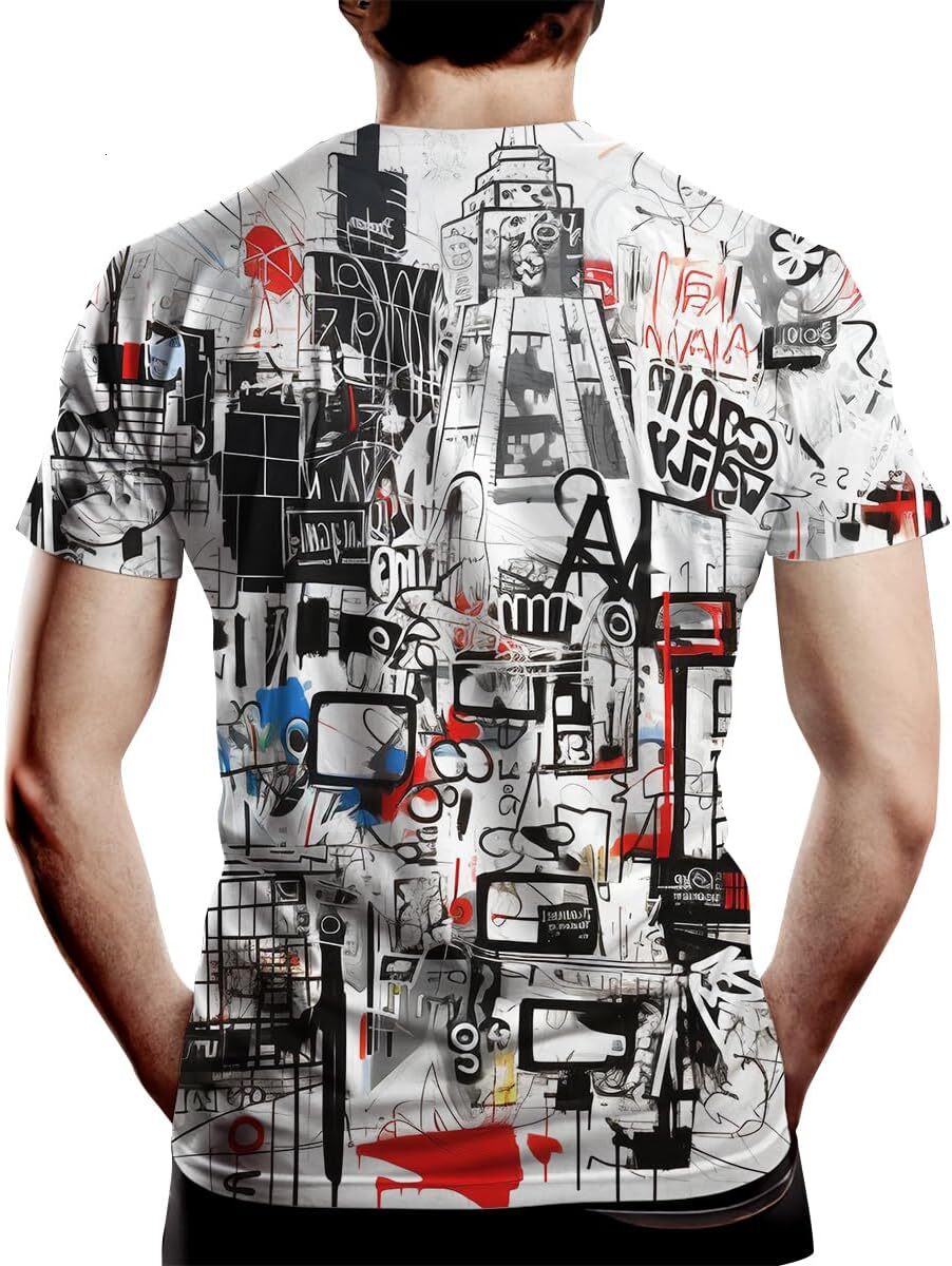 Mens T shirt Men's Artist Street Letter Graffiti Markers T-Shirt Shirts 3D Printing Graffiti Graphic Shirt Tee Top tee Casual tops summer clothes