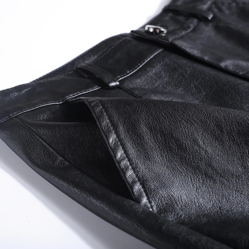 ZUZK Women Wide Leg PU Leather Pants Autumn Winter Fashion Warm Long Straight Elegant Trousers 250227