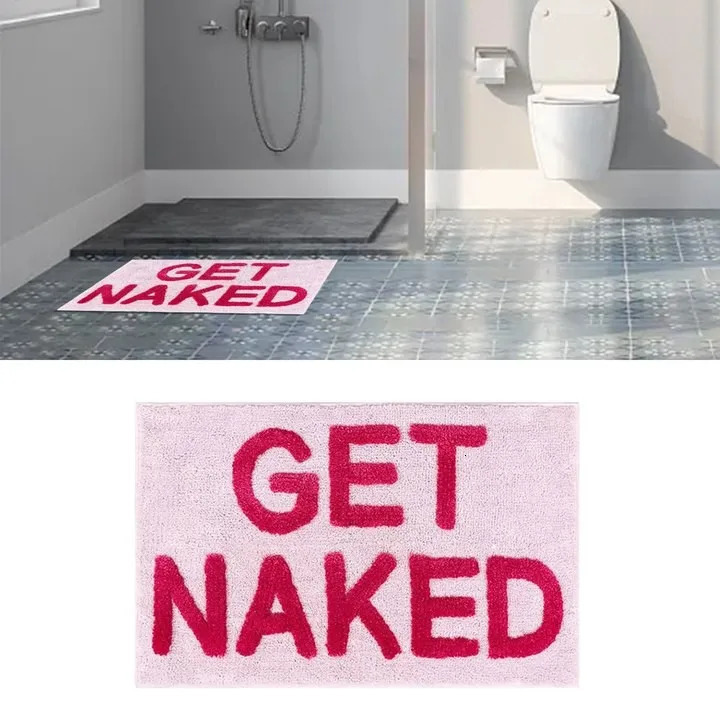 Pink Get Naked Tufted Rug Bathroom Rug Cute Bathtub Mat Entrance Doormat Living Room Apartment Decor Soft Tufted Carpet 250222