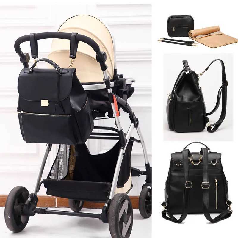 Diaper Bags Waterproof Diaper Bag for Mommy Maternal PU Leather Nappy Backpack Baby Infant Organizer Changing Nursing Mom Pram Bag to Care Y250227Y6GV