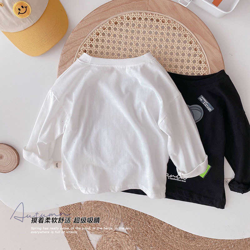 T-shirts Cotton T-shirt long sleeved mens and womens spring and autumn tops baby cartoon print suitable for children in spring as a base layerY250227W