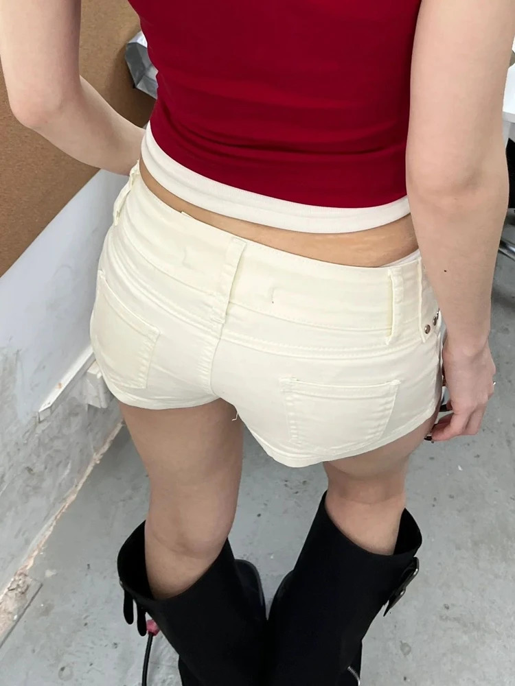 Summer Women 2000s Gyaru Jean Shorts Denim Low Rise Pants Japanese Y2k Streetwear Harajuku Fashion Grunge Korean Kpop E- 250224