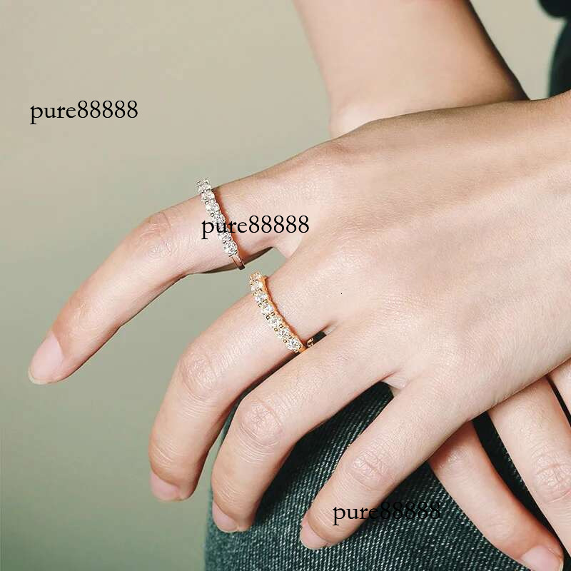 Smyoue 0.7CT 3mm Gemstone Moissanite Rings for Women S Sier Matching Wedding Dias Band Stackable Ring White Gold Gift