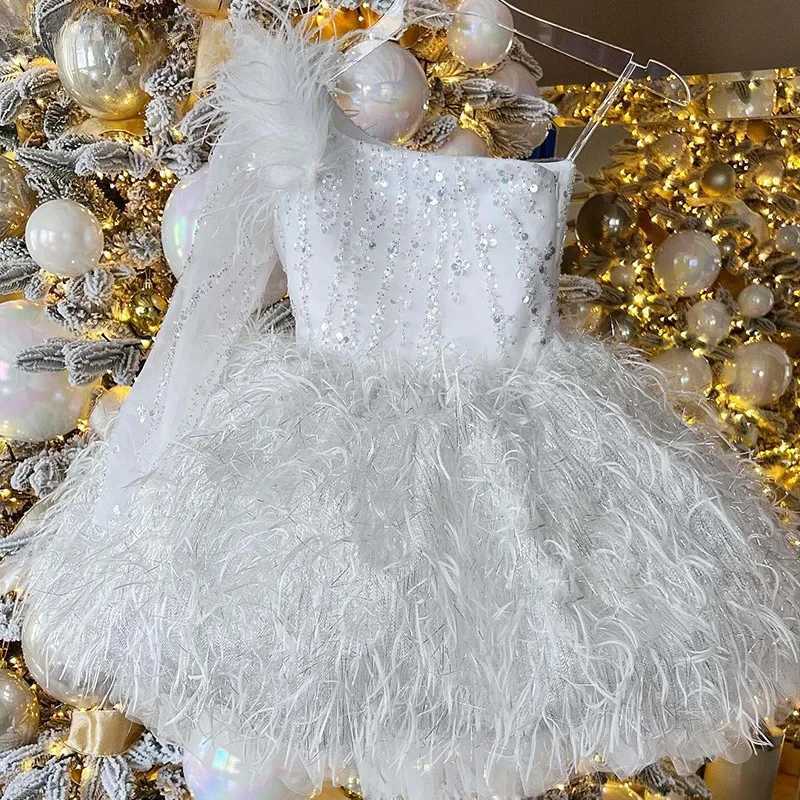 Girl's Dresses 2024 Infant Sleeveless Sequins Tulle Ball Gowns Children Dresses for Wedding Birthday Pageant Baby Girls Formal Party Dress Y25022