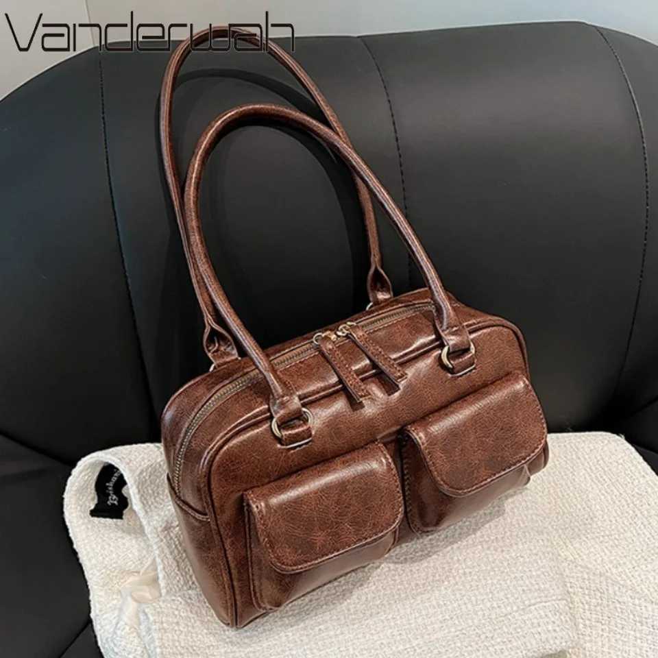 VANDERWAH Small Double Pockets Shoulder Bags For Women 2025 New Fi Trend Designer Underarm Bag Female Handbags And PursesXJ250227