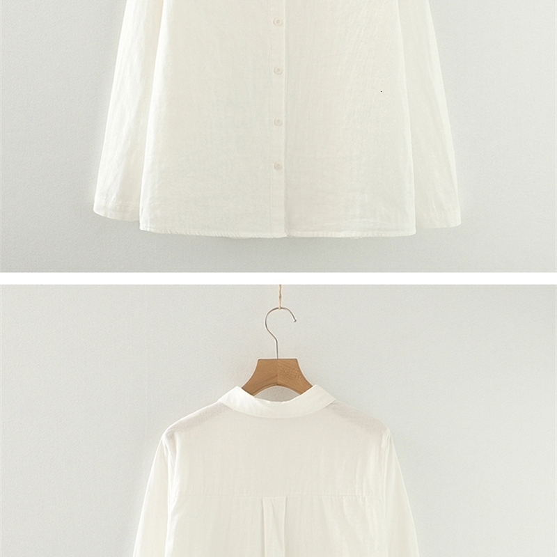 Autumn Women Double-layer Cotton Yarn Shirts Full Sleeve Embroidery Flower Loose Casual Soft Blouse Office Ladies Tops 250226