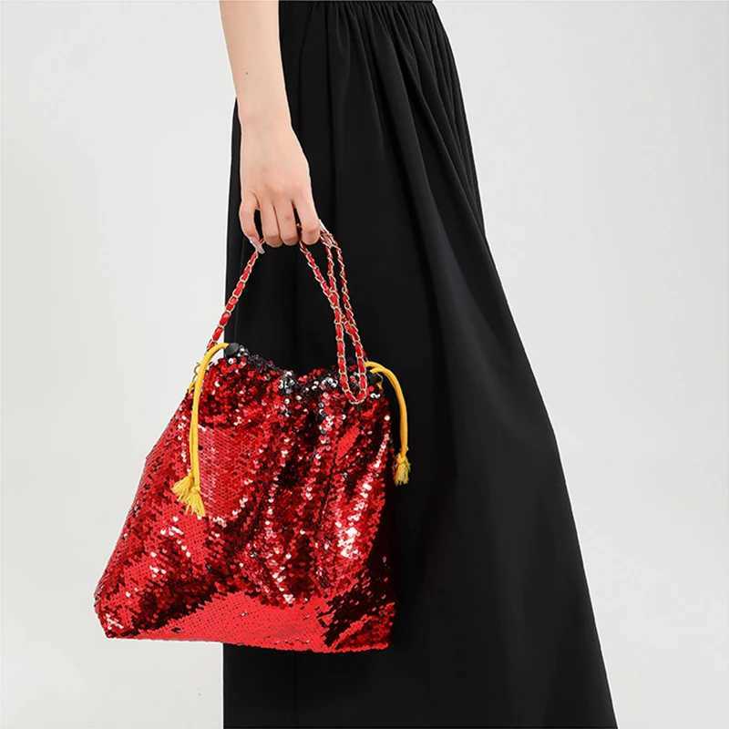 New Arrival Luxurious Evening Bag Bling Sequins Shoulder Bag Women Party Tote Bags Fashion Lady Bucket Handbags Girls Glitter Purses T250227