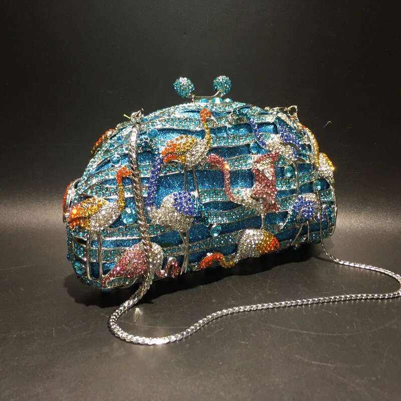 Women Crystal Stones Evening bags Blue Party Handbag Wedding clutch Bag Purse Dia Clutches Bags Bridal Handbags