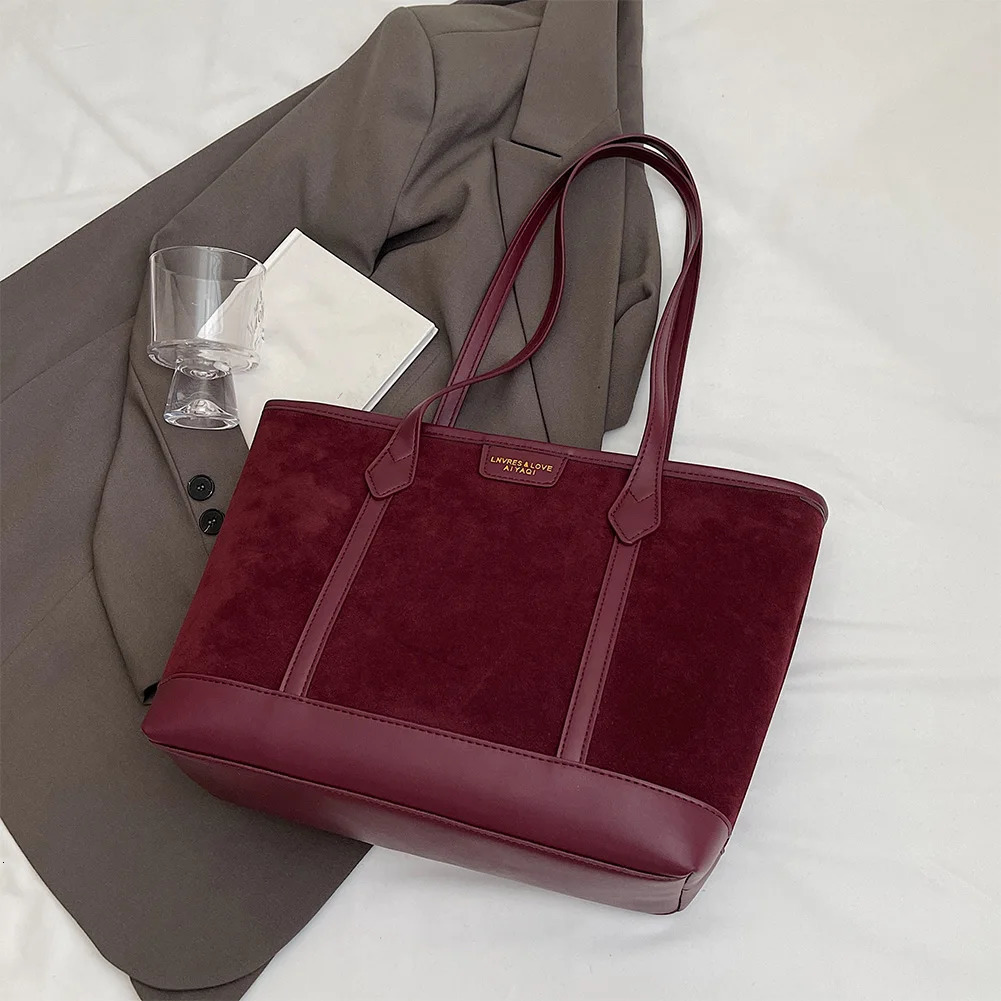 Ship from US Suede Bag Retro Underarm Shoulder Large Capacity Top Handbag Wallet 250227FBB