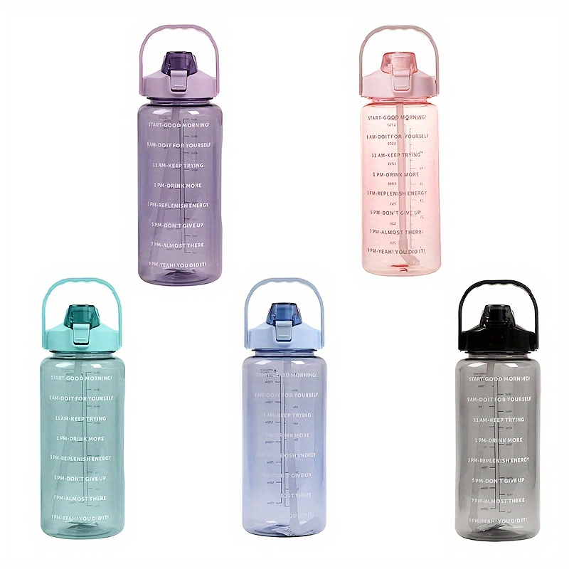 2 Litre Gym Sports Bottle Drinking Jug Motivational Gallon Water Bottle with Time Keeping Marker and Straw