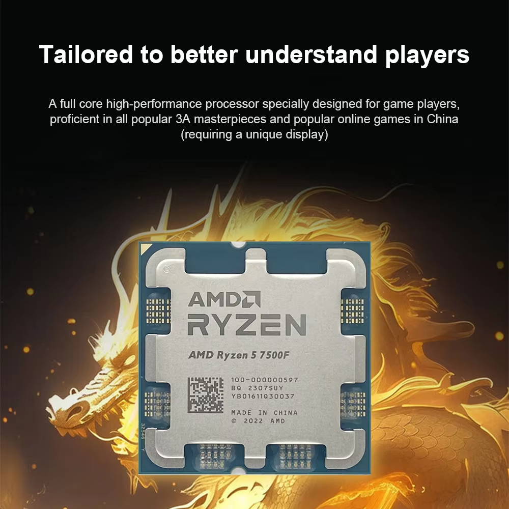 New AMD Ryzen 5 7500F R5 7500F 3.7GHz 6-Core 12-Thread CPU Processor 5NM L3=32M 100-000001015 Socket AM5 Tray but without cooler