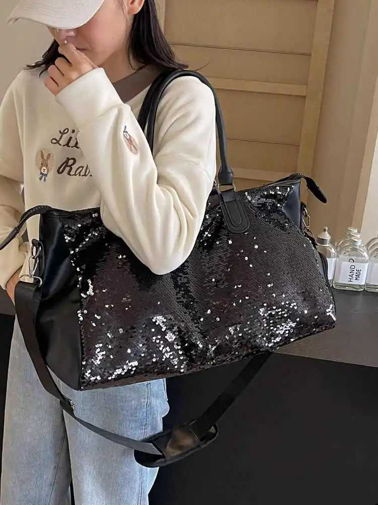 Fi Sequin Travel Tote Bags Women New Large Capacity Versatile Yoga Bodybuilding Underarm Bags Popular Crossbody BagsXJ250227